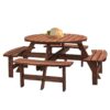 8 Person Wooden Picnic Table, Outdoor Camping Dining Table With Seat, Garden, Diy With 4 Built-In Benches, 2220Lb Capacity - Brown - Image 10