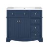 Bathroom Vanity With Resin Sink Combo, Frame Bathroom Storage Cabinet, Freestanding Vanity Set With 3 Drawers & Adjustable Shelf - Blue - Image 8