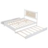 Queen Size Platform Bed With 2 Big Drawers Twin Size Trundle - White - Image 6