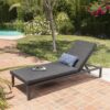 Modern Aluminum Chaise Lounge With Water Resistant Fabric Cushions - Dark Gray - Image 7