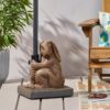 Hand Crafted Rabbit Umbrella Base With Playful Design - Light Brown - Image 4