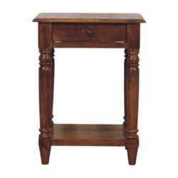 Turned Legs 1 Drawer Side Table - Brown