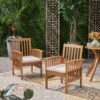 Casa - Rustic Dining Chair Set With Cushions, Acacia Wood, 2 Pieces - Brown - Image 3