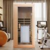 1 Person Far Infrared Hemlock Standard Indoor Sauna Room - Natural - Image 4