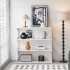 Multifunctional 4 Tier Book Shelf & Coffee Table For Living Room Bedroom Dining Room Study Entryway, Creative Furniture Floor Bookshelf, Minimalist Organizer Storage Shelves - White - Image 3
