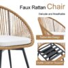 Modern 3 Piece Set, Anti - Spill Round Coffee Table, 2 Rattan Swivel Chairs, Outdoor Patio Furniture For Tea Time - Black / Wood - Image 9