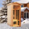 1 Person Far Infrared Old Fir Outdoor Sauna Room - Natural - Image 5
