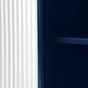 2 Doors Metal Storage Cabinet Display Cabinet With Glass Doors Metal Kitchen Sideboard Buffet Cabinet Glass Storage Cabinet For Dining Room Living Room Bedroom - Dark Blue - Image 18