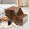 Pet Bunk Bed With Removable Step For Dogs And Cats, Multi-Level Bed Window Perch Seat Platform With Cushion And Cat Scratch Pad, Indoor Use - Dark Brown - Image 3