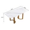 70.87" Modern Artificial Stone White Curved Golden Metal Leg Dining Table, Can Accommodate 6-8 People - White / Gold - Image 12