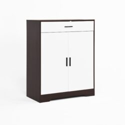 Freestanding Wooden Shoe Cabinet, 4 Tier Organizer With Drawer - White / Walnut
