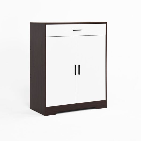 Freestanding Wooden Shoe Cabinet, 4 Tier Organizer With Drawer - White / Walnut