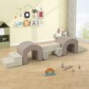 Indoor Soft Foam Climber Play Sets 7 In 1, Soft Play Equipment Climb And Crawl Playground For Toddlers, Kids Crawling And Climbing Active Play Structure - Coffee - Image 2
