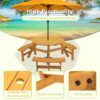 6 Person Circular Outdoor Wooden Picnic Table For Patio, Backyard, Garden, Diy With 3 Built-In Benches, 1720Lb Capacity - Natural - Image 5