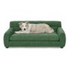 Modern Pet Sofa With Backrest And Armrests For Small And Medium Dogs Linen Upholstery - Green - Image 4