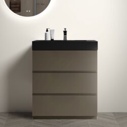 Alice - 30" Bathroom Vanity With Sink, Large Storage Freestanding Bathroom Vanity For Modern Bathroom, One-Piece Black Sink Basin Without Drain And Faucet - Black / Gray
