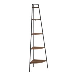 Modern Industrial Corner Bookshelf - Rustic Oak