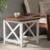 End Table, Farmhouse Side Table, Indoor Outdoor - Brown / White - Image 2