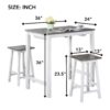 3 Pieces Counter Set Hanging Stool Easy To Clean For Small Space - Antique White / Sandstone - Image 9