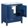 Bathroom Vanity With Single Sink, Combo Cabinet Undermount Sink, Bathroom Storage Cabinet With 2 Doors And A Drawer, Soft Closing, Multifunctional Storage, Solid Wood Frame - Blue - Image 11