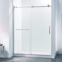 Semi-Frame Single Sliding Shower Door, 304 Stainless Steel, 5 / 16" (8Mm) Thick Sgcc Tempered Clear Glass - Chrome