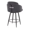 Dahlia - Contemporary Fixed Height Counter Stool With Round Footrest (Set of 2) - Matte Black / Gray / Chrome - Image 4