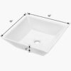16" 6" Modern European Square Vessel Sink Glossy Porcelain Bathroom Vanity Top Above Counter Ceramic Basin - White - Image 2