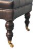 Buffalo - Leather Ottoman With Castor Legs - Black - Image 8