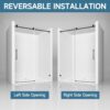 Frameless Single Sliding Soft Close Shower Door, 5 / 16" Clear Nano Coated Tempered Glass And 304 Stainless Steel Handle - Matte Black - Image 5