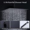 All Metal Tub Shower Faucet Set With 12" Rain Shower Head And Handheld Spray Combo, Wall Mounted - Matte Black - Image 5
