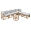 7 Pieces Outdoor Patio Furniture, All-Weather Rattan Sectional Sofa Set With Thick Cushions And Pillows, Freely Combined Conversation Sets For Garden, Backyard, Balcony - Gray - Image 13