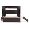 Queen Size Bed With All In One Cabinet, Shelf And Sockets, Twin Long Trundle - Espresso - Image 3