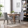 Ultra Side Dining Chair,Thickened Fabric Chairs With Neutrally Toned Solid Wood Legs, Bronze Nail Head (Set of 2) - Gray - Image 14