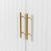 3 Door Large Storage Sideboard With Handles For Kitchen, Dining Room And Living Room, Accent Buffet Cabinet, Coffee Bar Sideboard Cabinet With 3 Doors - White / Gold - Image 12