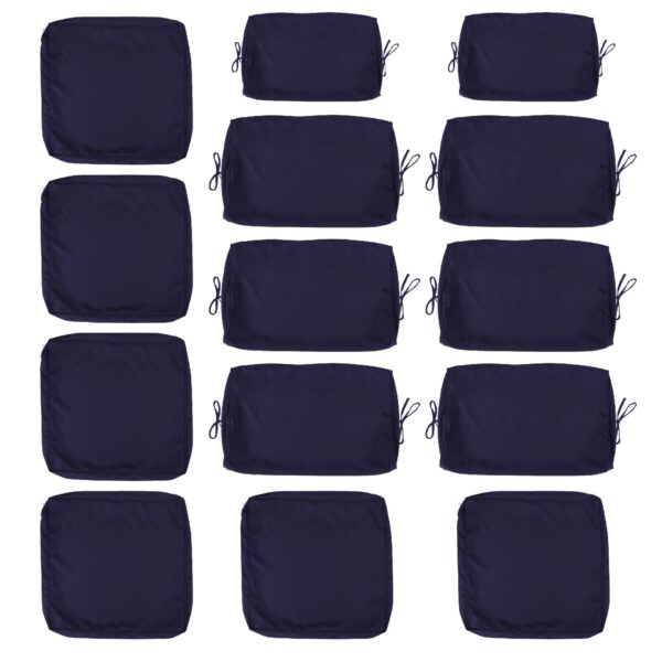 14 Pack Cushion Covers For 7 Piece Wicker Rattan Sectional Sofa (6 Seater), Outdoor Seat And Back Slipcovers With Zippers - Navy Blue