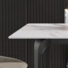 70.87" Modern Artificial Stone White Straight Edge Black Metal Leg Dining Table, Can Accommodate 6-8 People - White / Black - Image 6
