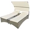 Patio Daybed Outdoor Daybed Sun Lounger With Shelter Roof With Adjustable Backrest, Storage Box And 2 Cup Holders For Patio, Balcony, Poolside - Cream - Image 15