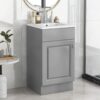 Bathroom Vanity With Sink, Vanity Cabinet With Door Shelf And Adjustable Shelf - Gray - Image 4