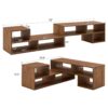 Modern 2 Piece Cube TV Stand With Open Storage, L Shaped Design - Walnut - Image 3