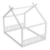 Full Size Montessori Style House Bed For Kids, Floor Bed Frame With Headboard And Footboard, Fence Bed For Girls, Boys, Slat Not Included - White - Image 6