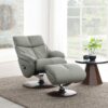 Kandoro - Top Grain Leather Accent Chair With Swivel & Ottoman - Gray - Image 7