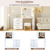 Vanity Desk With Freely Adjustable Side Cabinet, Makeup Vanity With Hollywood Lights, 5 Storage Drawers & 2-Shelves, Modern Dressing Table - White - Image 5