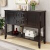 Cambridge Series - Console Table With Ample Storage 4 Small Drawers Bottom Shelf - Espresso - Image 4