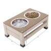 Outdoor Fir Wood Dog House With An Open Roof Ideal For Small To Medium Dogs, With Storage Box, Elevated Feeding Station With 2 Bowls. Weatherproof Asphalt Roof And Treated Wood - Cream - Image 6