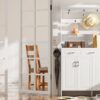 Minimalist 4 Door Shoe Cabinet With Coat Rack, Spacious Top, 3 Drawers, 8 Shelves, Metal Hooks And Handles For Hallway - White - Image 9