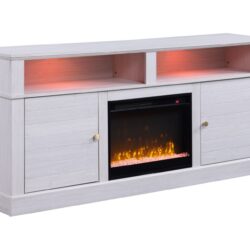 Lucifer - TV Stand Console With Fireplace - White Walnut