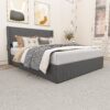 Modern Queen Size Bed Frame With Storage, Wingback Headboard, USB Ports - Dark Gray - Image 5