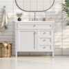 Bathroom Vanity With Top Sink, Modern Bathroom Storage Cabinet 2 Drawers And A Tip-Out Drawer, Single Sink Bathroom Vanity - White - Image 2