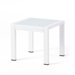 Contemporary Cape Coral Side Table With Tempered Glass Top - White