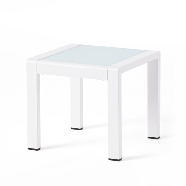 Contemporary Cape Coral Side Table With Tempered Glass Top - White